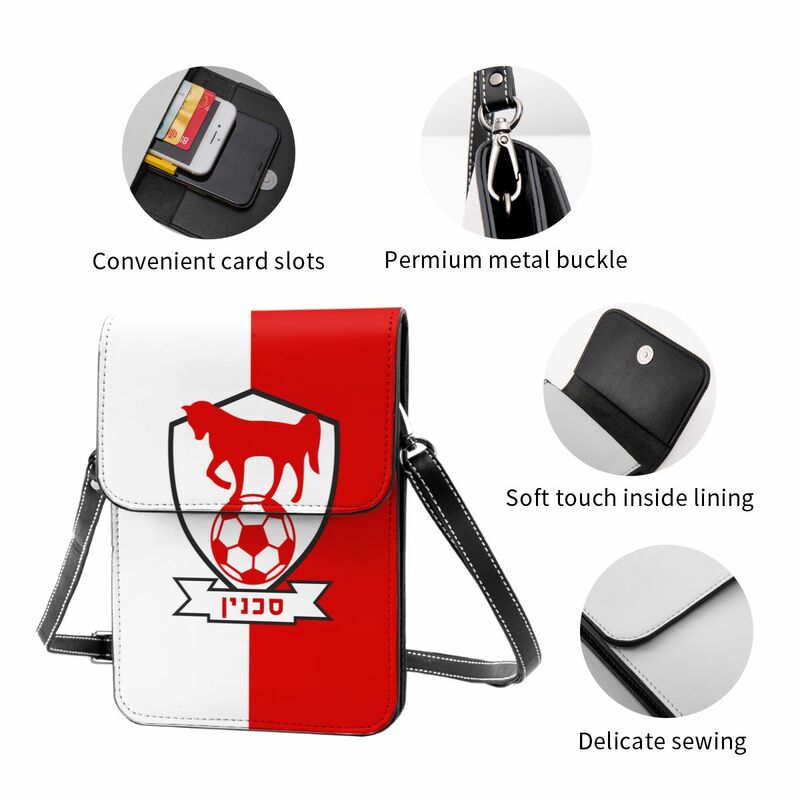 Bnei Sakhnin dompet selempang, tas ponsel, tas bahu, dompet ponsel, tali bisa disesuaikan
