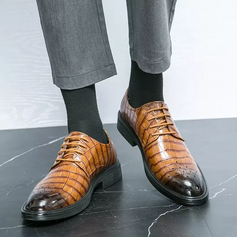 Мужские кожаные туфли, черные повседневные туфли с перекрестной шнуровкой, с острым носком, на лето 2023