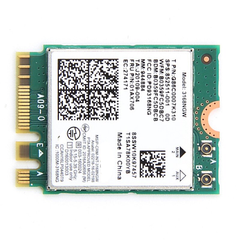 Dual Band Wireless for Intel 3168 3168NGW 433Mbps Bluetooth 4.2 802.11Ac NGFF WiFi Network Card