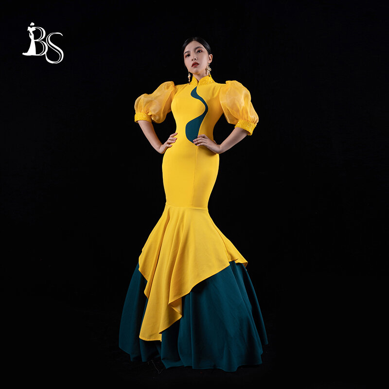 Bai Sha vestido Formal esponjoso para mujer, vestido de noche hecho a medida, hecho a mano, cuentas, disfraces largos de fiesta para ocasiones especiales, H151