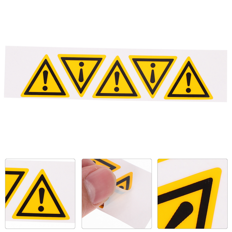 Pegatinas de señal de exclamación de peligro, 5 piezas, calcomanías triangulares para uñas, advertencia Pp