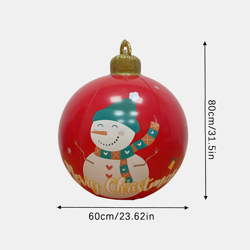 ลูกบอลพีวีซีพองลมขนาด60ซม., ลูกบอลตกแต่งขนาดยักษ์ลูกบอลของตกแต่งต้นไม้คริสต์มาสกลางแจ้งของขวัญคริสต์มาส