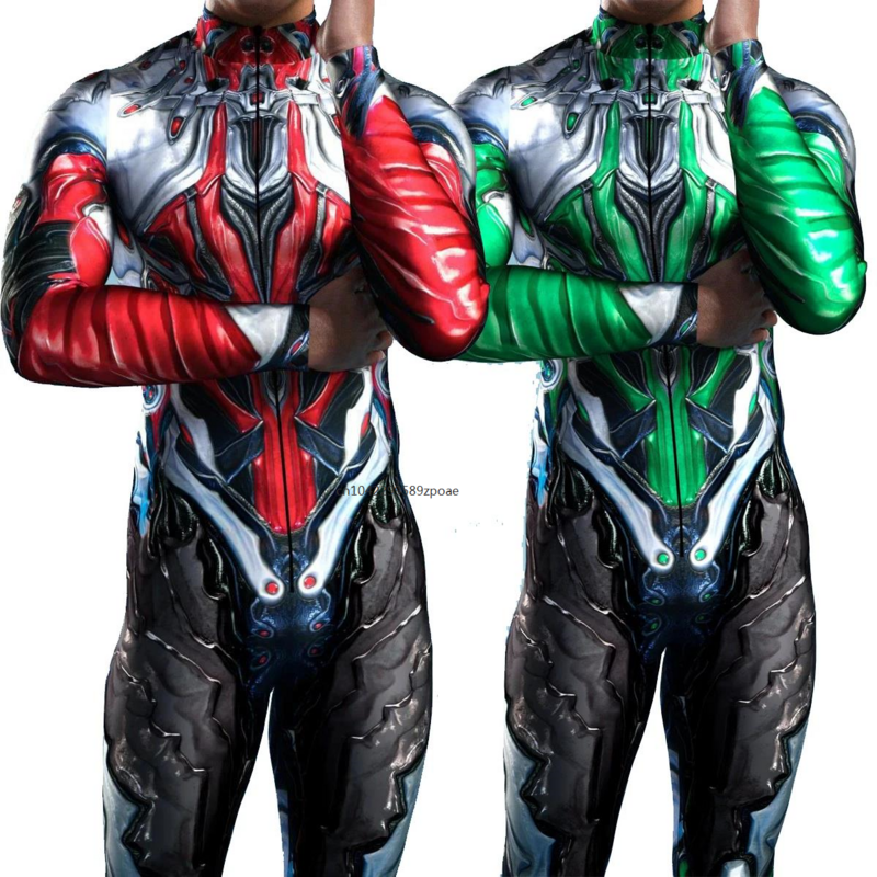Futuristic Mechanical Armour Jumpsuit Cool Fighter Cosplay Bodysuit Steampunk Costume Halloween Party Shows Men Zentai Suit 2024