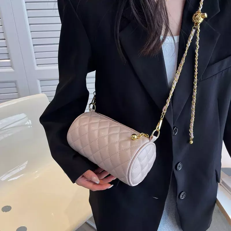 Bolso cruzado con cilindro de diamante para mujer, bandolera versátil de alta calidad, bolso de almohada de hombro a la moda, novedad de 2024