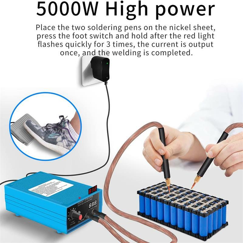 Nowa generacja moc 5000W zgrzewanie punktowe przenośne urządzenie przenośne 0-800A obecne regulowane spawacze do 18650 baterii