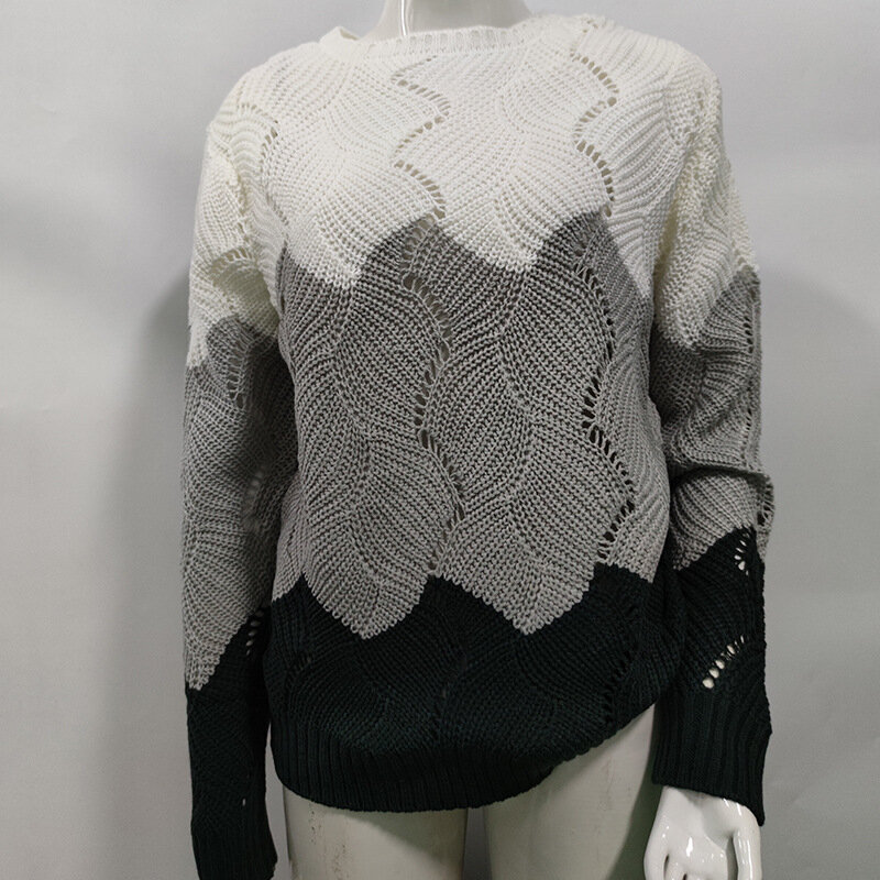 Женский свитер, новинка сезона осень-зима 2023, модный Повседневный свитер большого размера с круглым вырезом и подходящим по цвету дизайном