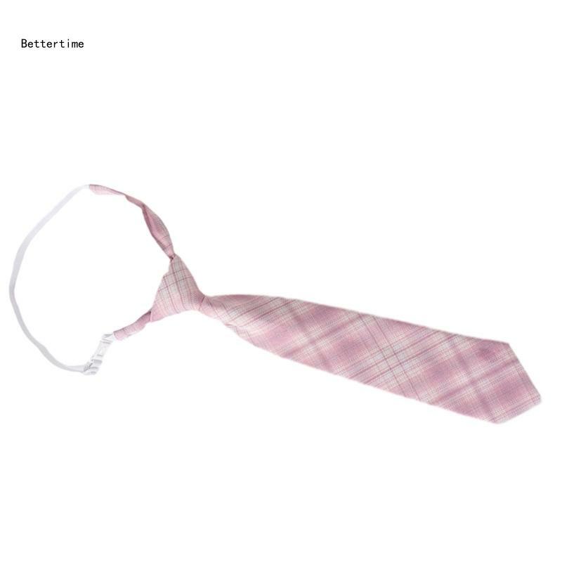 B36D Corbata preatada para mujer, corbata a cuadros, uniforme escolar, corbata, pajarita
