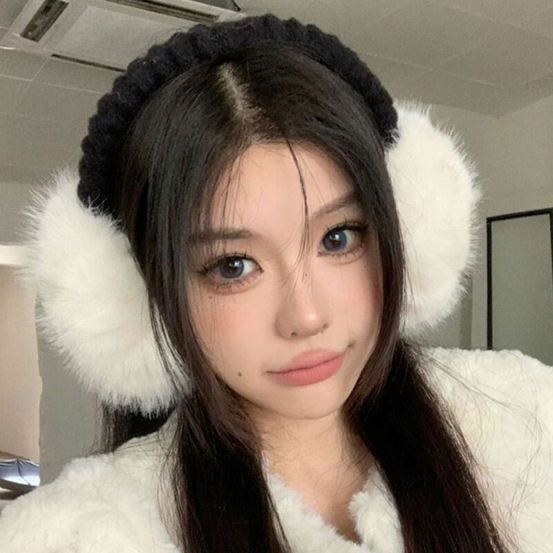 Cold Protection Ear Muffs Fashion Solid Color Soft Plush Ear Warmer Foldable Earflap Ear Cover Women