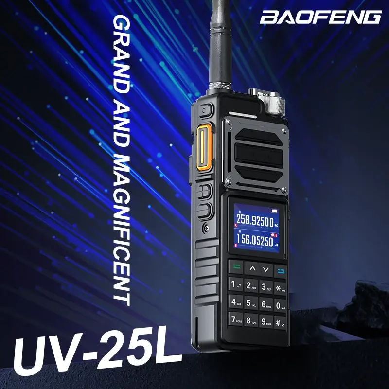 BAOFENG UV-25L 햄 라디오 고성능 전술 워키토키, 양방향 라디오, 50km, 4 밴드 C 타입 999 채널, 새로운 업그레이드