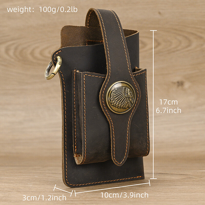 2023 New Fashion Men's Leather Waist Bag Phone Belt Pouch For Man Male Leather Waist Pack Genuine Leather Bags For Cigarette Key
