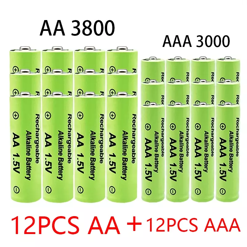 Bateria Alcalina Recarregável AA e AAA Ni-Mh, 2100-3000mAh, Ajuste para Tocha, Brinquedos, Relógio, MP3 Player, Substituir, 1.5V, AAA