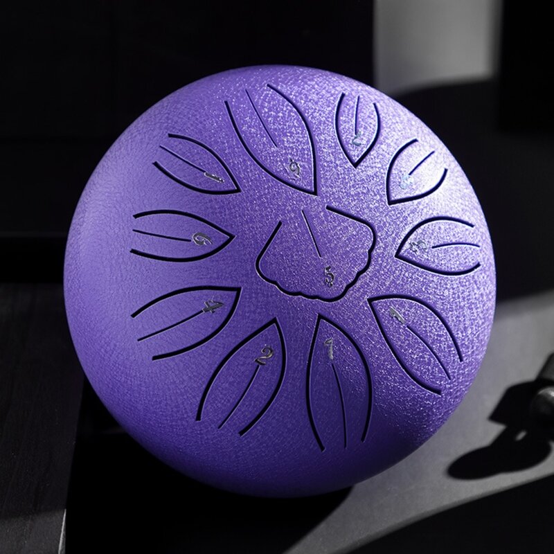 11 Notes Steel Tongue Drum 6 Inch Tongue Drum Traditional Percussion Instrument Lotus Hand Pan Drum for Yoga Meditation