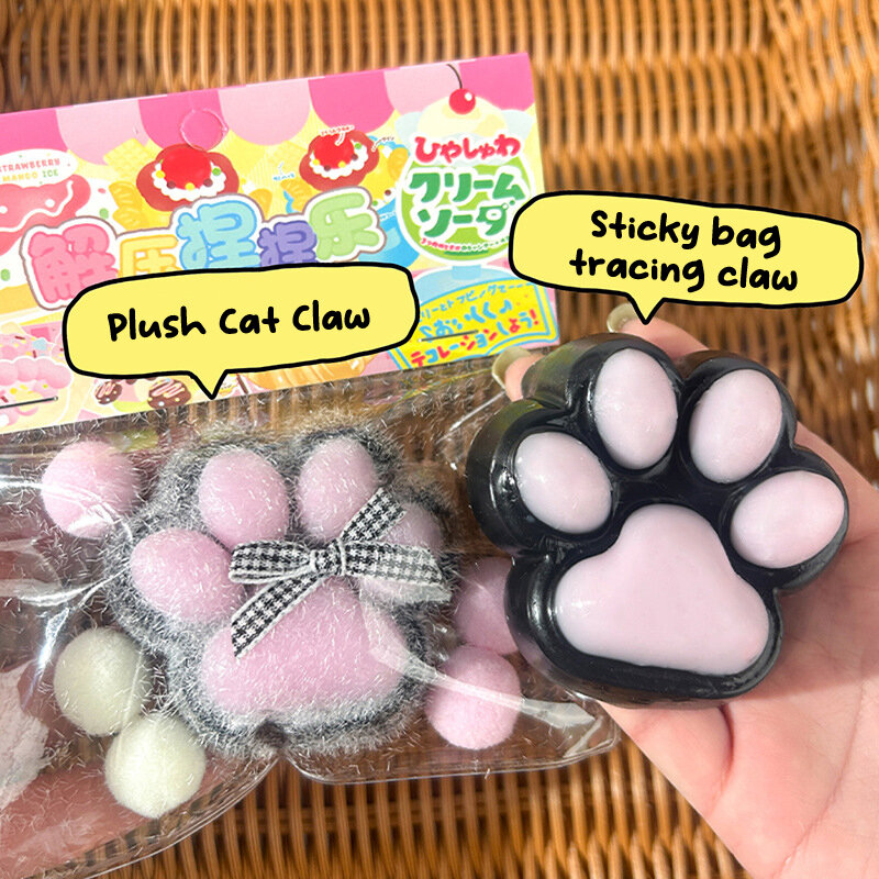 Juguete de peluche de silicona para gato, pata de Mochi Taba, juguete de descompresión, liberación del estrés