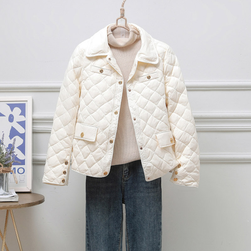 Женская короткая куртка с отложным воротником, короткая модная однобортная приталенная куртка с карманами, Осень-зима