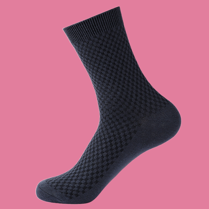 2024 neue hochwertige Paar Herren neue Bambus faser Socken Doppeln adel Muster kleine karierte Business Mid-Tube Socken