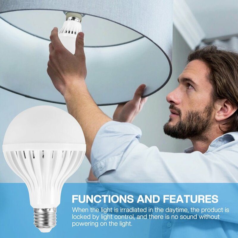 Lámpara LED con sensor de movimiento E27, 3W, 5W, 12W, luz nocturna de seguridad CA 180-230V, ahorro de energía, decoración, Control de luz de sonido automático