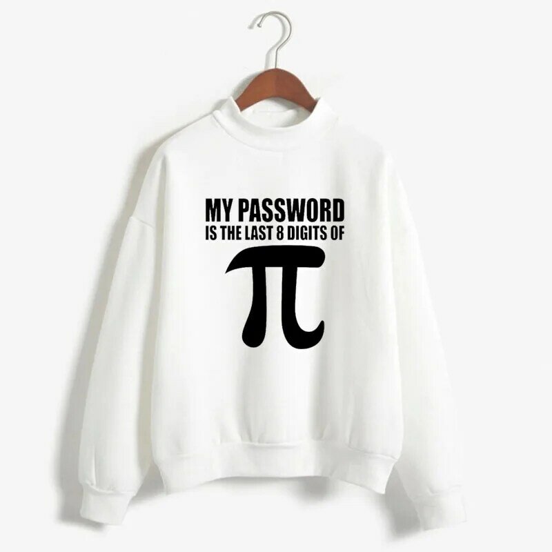 My Password Is The Last 8 Digits of pi Print Woman Sweatshirts Sweet O-neck Knitted Pullovers Autumn Candy Color Women Clothing