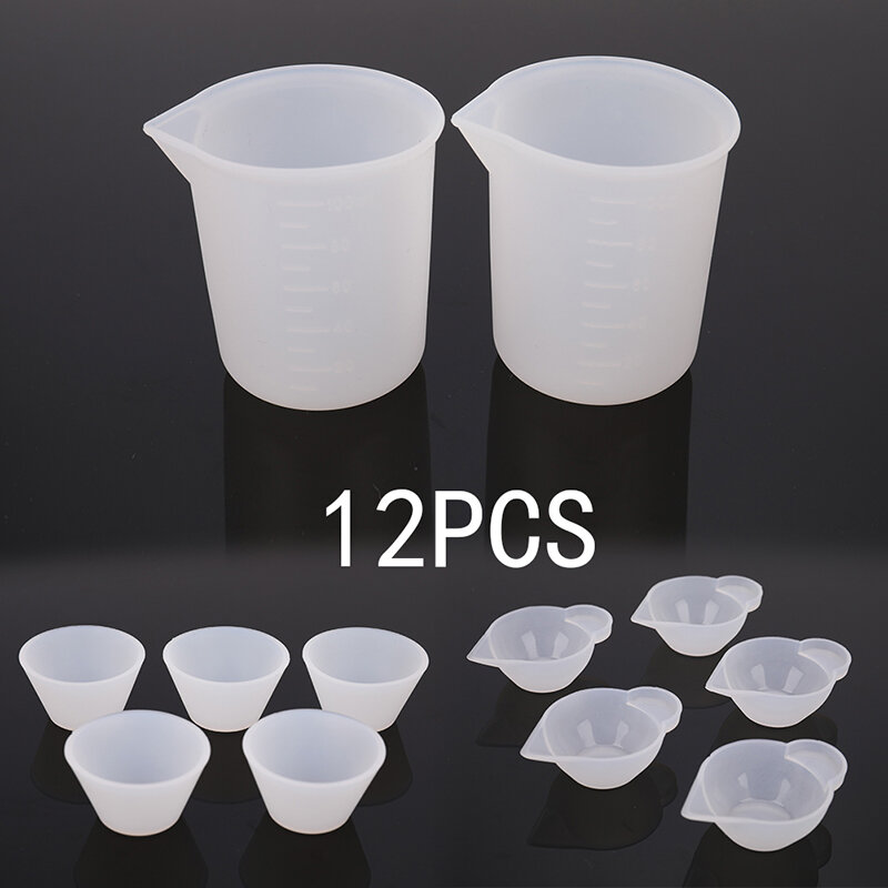 12Pcs Silicone Mixing Measuring Cups UV Resin Mold DIY Casting Jewelry Tool Kit