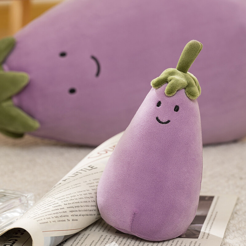 Creative Cute Smile Face Vegetable Eggplant Plush Toys Cartoon Stuffed Plant Soft  Baby Appease Doll for Kids Birthday Xmas Gift