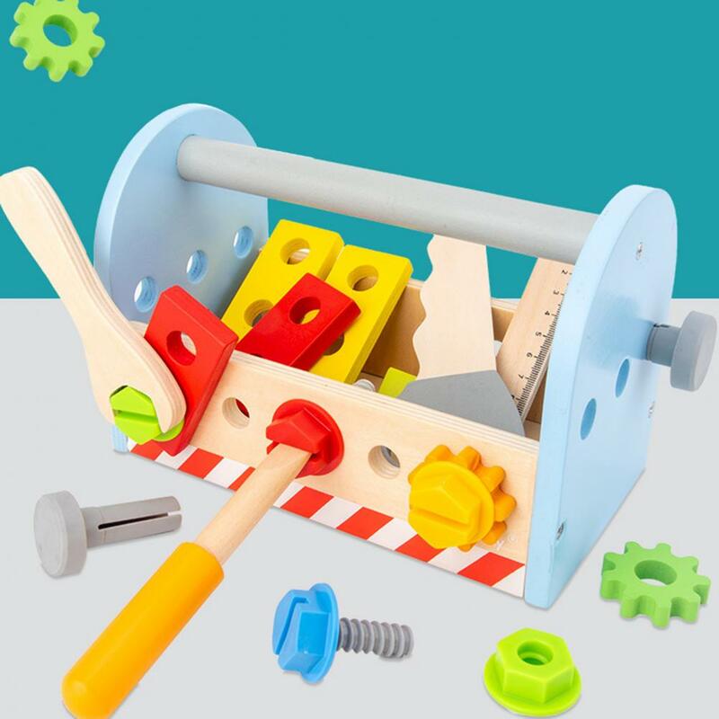 1 zestaw wkrętów zabawki atrakcyjne wytrzymałe, odporne na zarysowania drewniane klocki edukacyjne pudełko na narzędzia