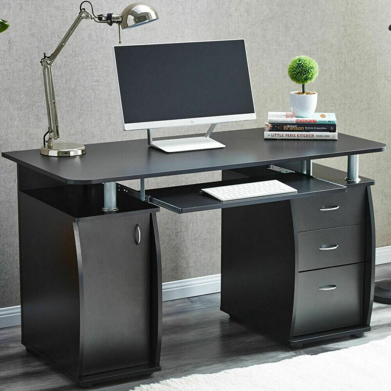 Mesa do computador com gaveta, mesa PC Laptop, Home Office e Estudo Workstation, 3 cores