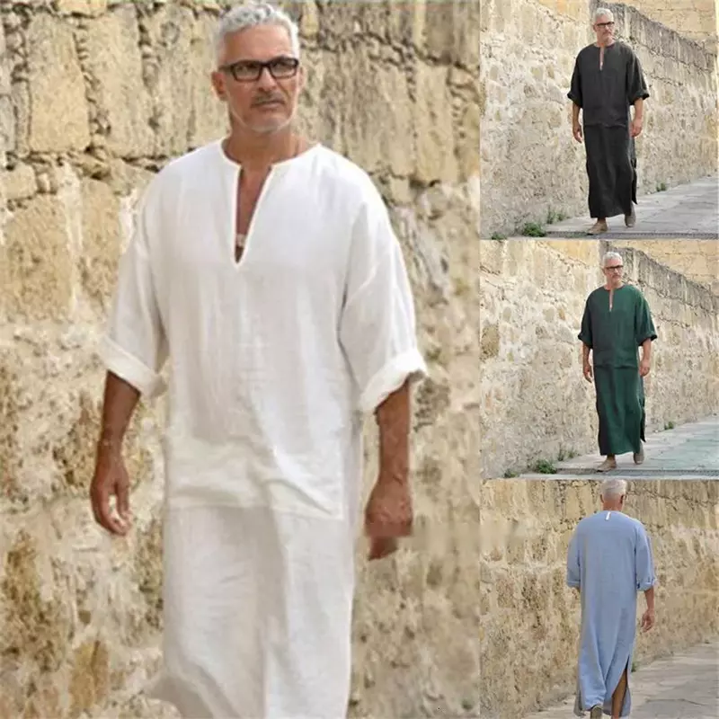 남성용 아랍 긴 가운, 사우디 아라비아 주바 토브 카프탄, 중동 이슬람 의류, 이슬람 패션, 아랍 아바야 두바이 원피스