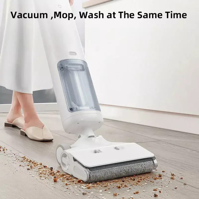 XIAOMI MIJIA penyedot debu nirkabel, penyedot vakum basah & kering pembersih sendiri untuk mesin cuci lantai nirkabel dengan kekuatan menarik pel