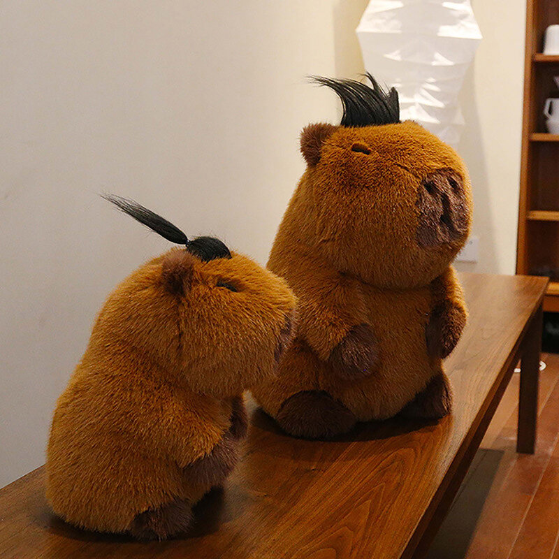 Kawaii kreatif Capybara mainan boneka hewan boneka lembut berbulu Capybara bantal lempar untuk hadiah Natal Anak laki-laki perempuan