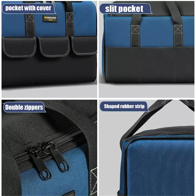 30% More Capacity 1680D Oxford Cloth Square Tool Bag with Waterproof Multi Pockets Tool Organizer Tool Pouch Electrician Tools