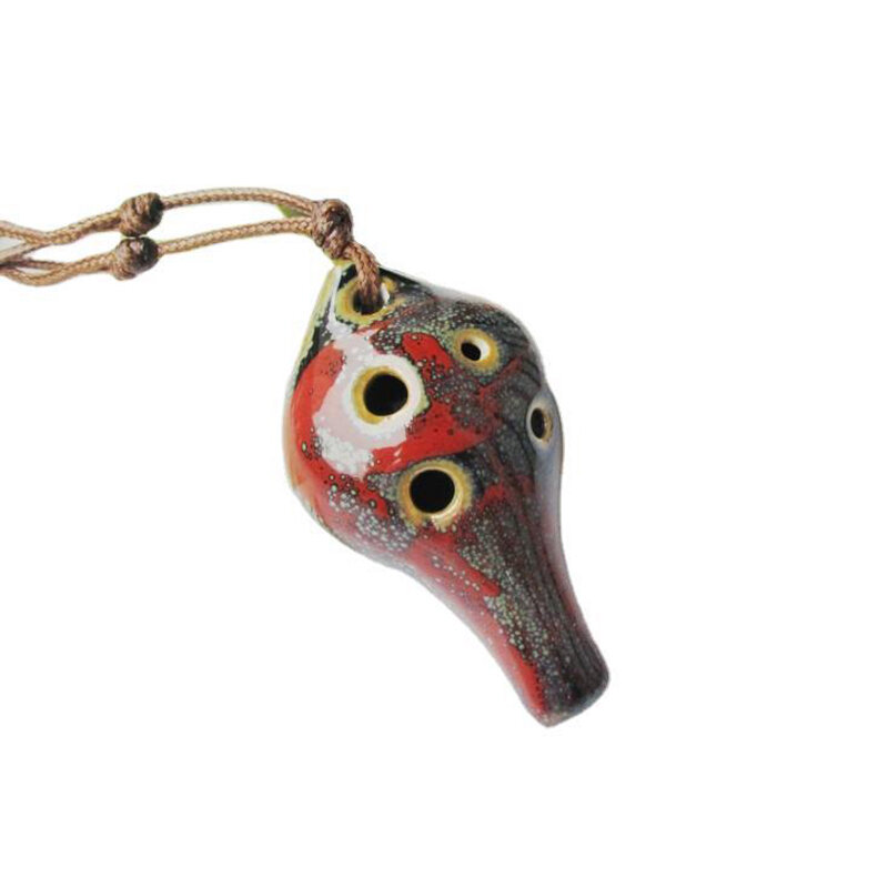 Flauta de Ocarina pequeña para principiantes, instrumento de recuerdo turístico, accesorios, colgante de cerámica, 6 agujeros