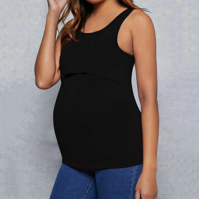Maternity Vest Pregnant Women Clothes For Breastfeeding Tanks Tops Pregnancy Sleeveless T-shirt Night Casual Maternity Clothing