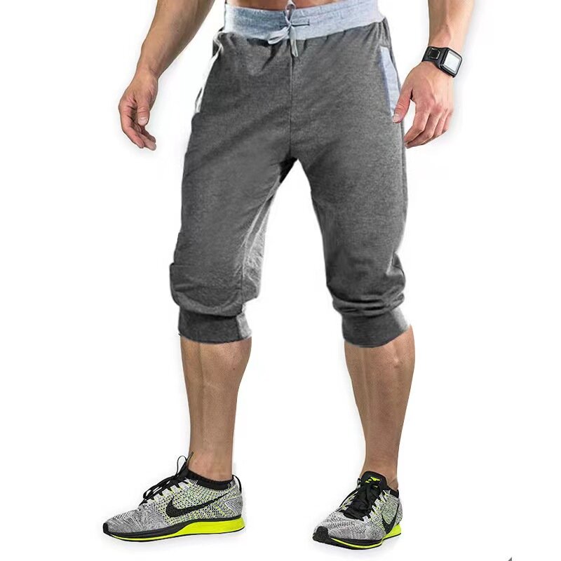 กางเกงขาสั้นผู้ชายกางเกงออกกำลังกายเชือกคู่แบบลำลองสำหรับ3/4ฤดูร้อน2023ใหม่