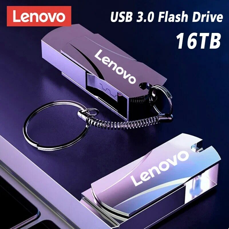 Lenovo-Unidade Flash de Metal Impermeável, Disco USB, USB 3.0, Alta Velocidade, Transferência de Ficheiros, Capacidade Ultra Grande, Estilo Mecânico, 16TB, 2TB, 8TB