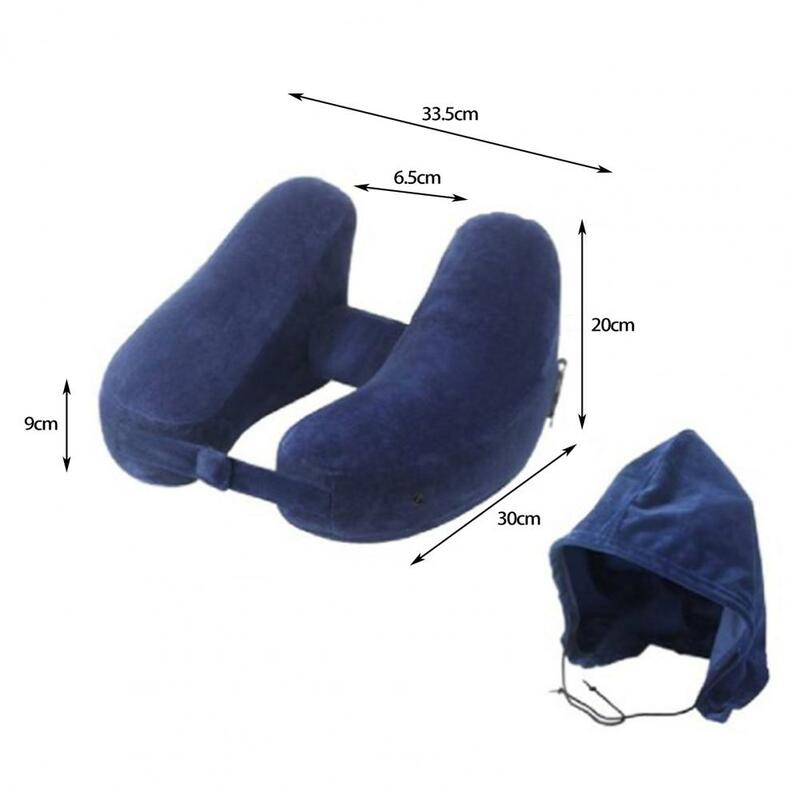 Inflatable Neck Pillow With Patent Valve Phone Storage H-shaped Neck Protection Aeroplane Car Neck Rest Cushion Travel Supplies