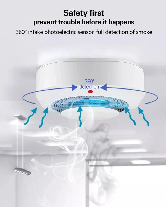 Tuya Wifi Rookmelder Alarm Fire Bescherming Smoke Sensor Rokerij Combinatie Fire Alarm Home Security System Brandweerlieden