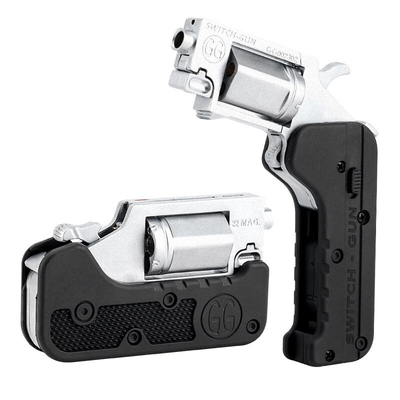 Metalowy Model pistoletu ze stopu lewego koła składany przełącznik duchów-pistolet składany zabawka symulacyjna pistolet miękki pocisk z plastikowymi kulami