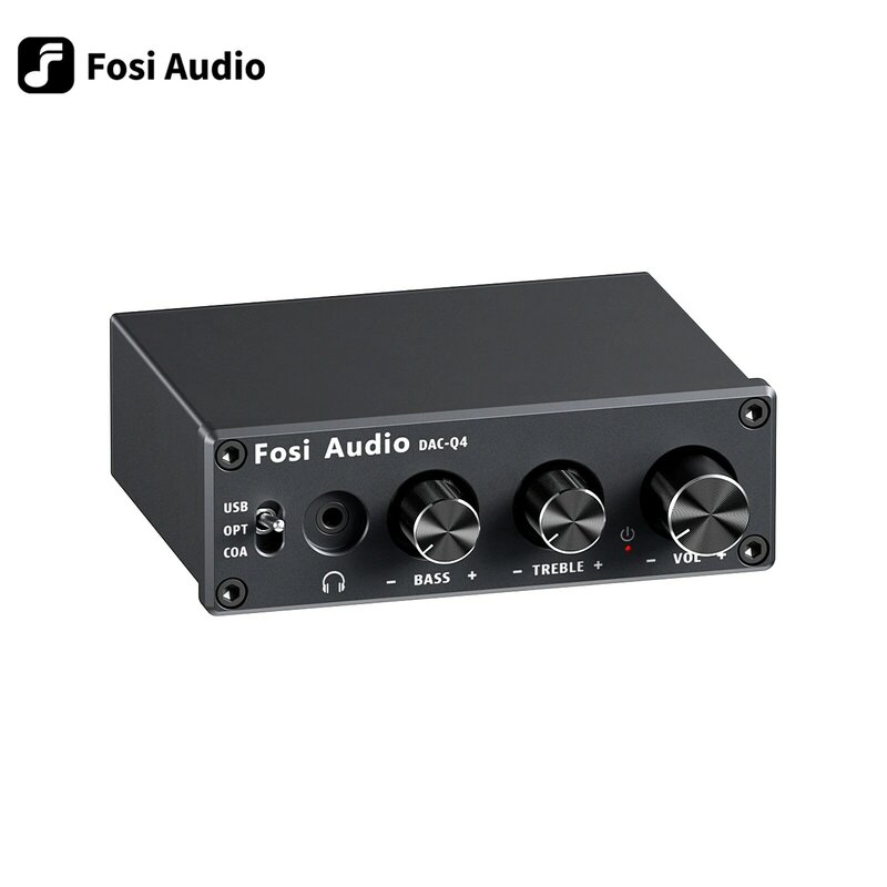 Fosi Audio-miniamplificador de Audio Q4 para juegos, Adaptador convertidor de Audio para el hogar, escritorio, altavoces activos, USB, DAC