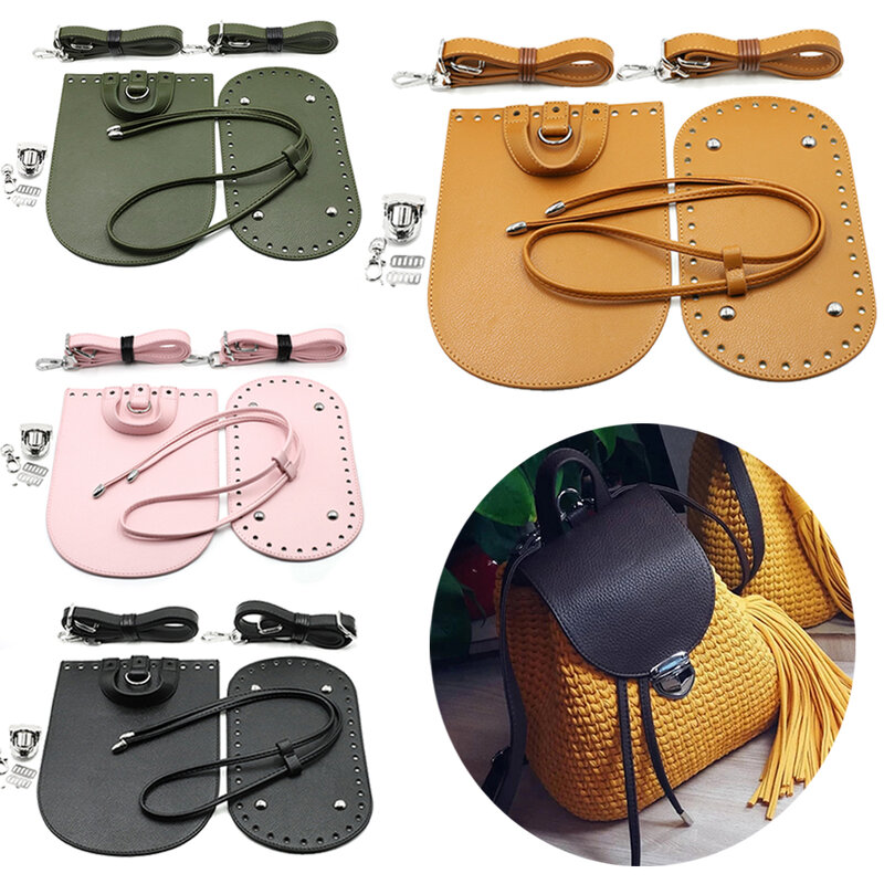 7pc Set Handmade Bag Bottom Flap Cover Hardware For Bags DIY HandBag Shloulder Straps For Knitting Bags Handbag Crossbody Bags