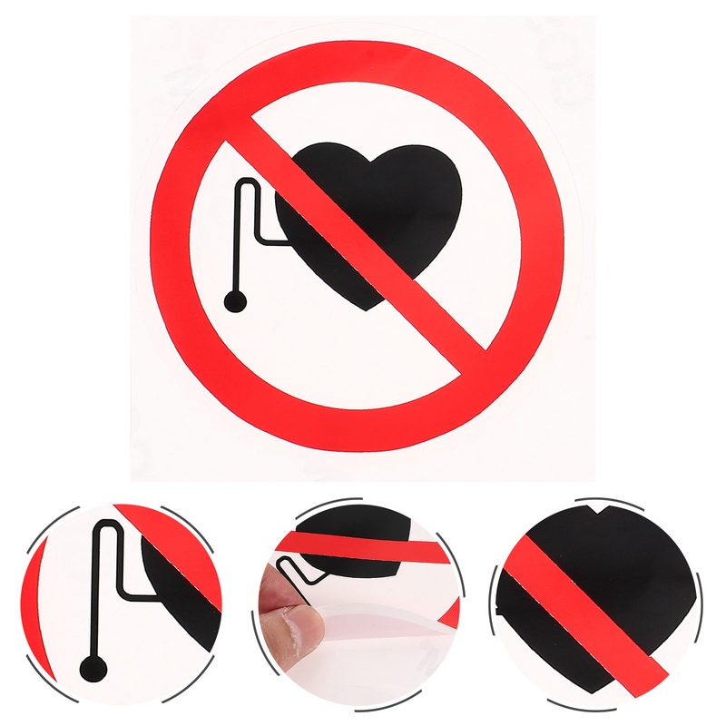 3 Pcs Warning Stickers for Pacemaker No Logo Self-adhesive Vinyl Safety Label