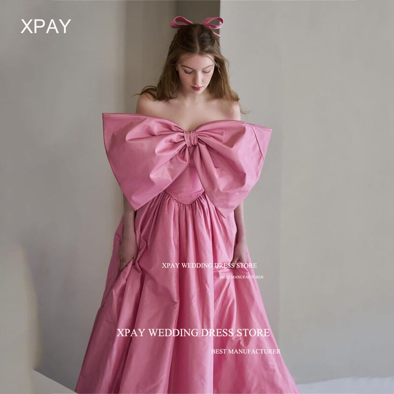 XPAY elegante raso corea abiti da sera collo quadrato matrimonio servizio fotografico abito da ballo cinturino largo compleanno occasioni speciali vestito