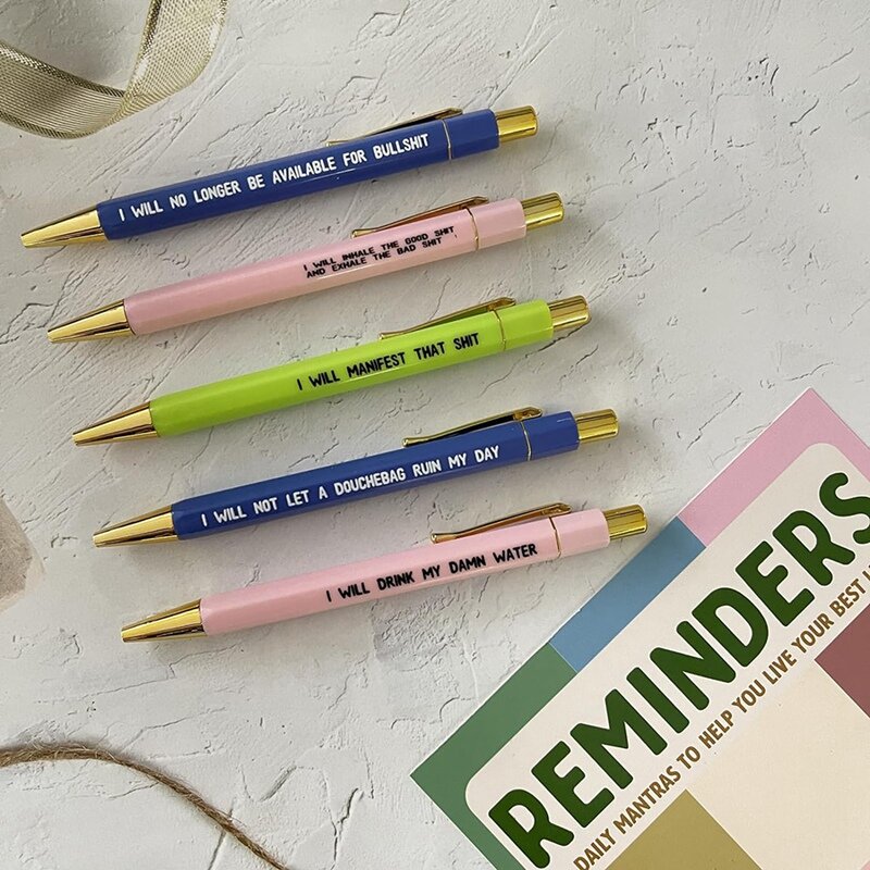 Reminder Daily Mantra Pens MAMA Pens Funny Weekly Pens Fine Point Smooth Writing Pens 2Set