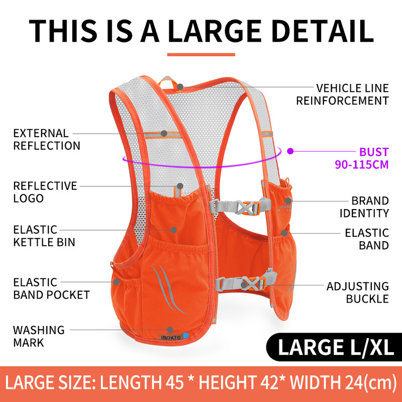 INOXTO 2022 New Lightweight Running Backpack XL Moisturizing Vest Suitable for Bicycle Marathon Hiking Ultra-light Portable 2.5L