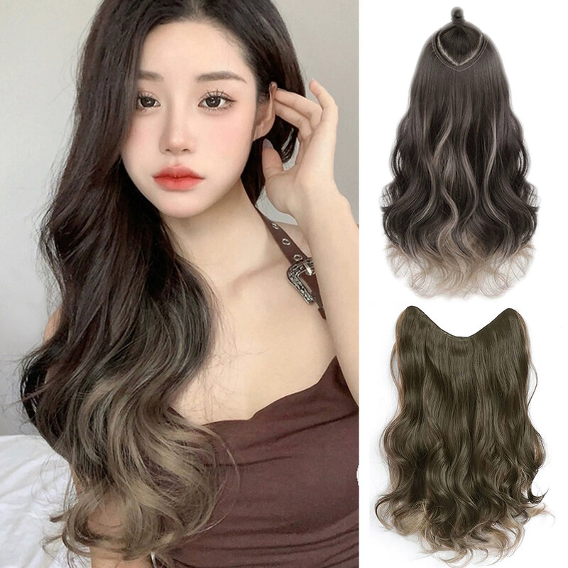 Fashion Spot Dyed Wig Piece Paris Painted Dyed Green Wood Gray Long Hair Natural One Piece Curly Wig Piece