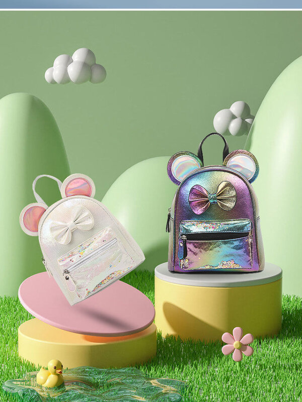 Il nuovo zaino per bambini con paillettes di MINISO Mickey Cartoon Bow Princess zaino per bambini carino