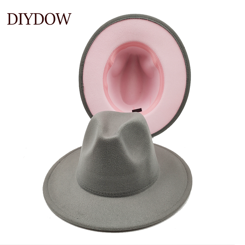 Zwei ton Fedoras Jazz Hüte Cowboy Hüte Für Frauen Und Männer doppelseitige Farbe Kappe Rot Mit Schwarz Wolle bowler Hut Großhandel шапка