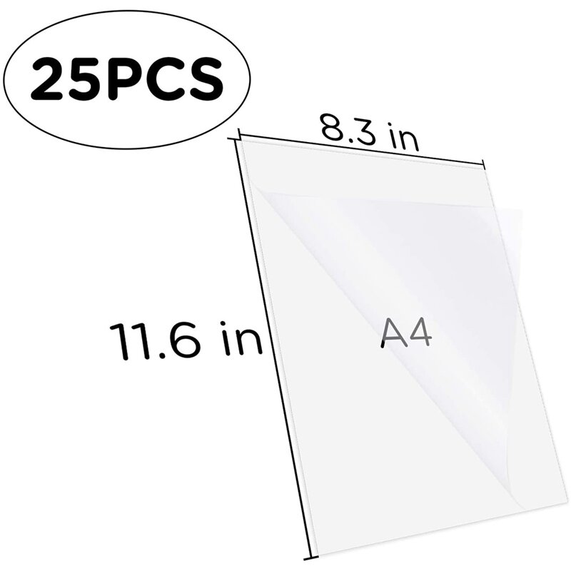 25 Sheets 8.3X11.6 Inch Inkjet Sticker Paper, Printable Transparency Film Quick Dry Paper Label For Inkjet Printers