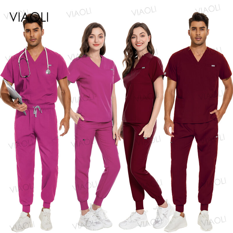 Hospital Clinic Nursing Work Wear Nurse Uniforms Medical Scrub Set Beauty Work Top Pants Unisex Doctor Suits Medical Accessories