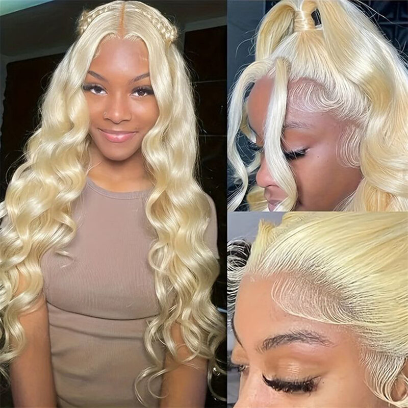 32 Inch 613 Honey Blonde Colored Wig HD Transparent Body Wave 13x6 Frontal Human Hair Wig For Women 13x4 Lace Front Wig On Sale
