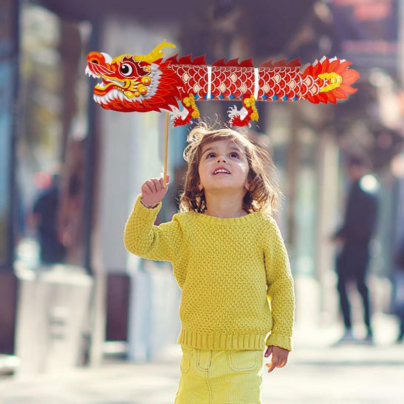 중국 새해 종이 랜턴 키트, DIY 춤추는 드래곤 수제 용수철 종이 랜턴, DIY 공예 축제