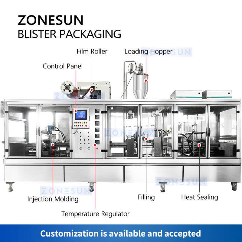 Zonesun-máquina de envasado en blíster, para llenado y sellado de tazas y Yogurt, sellador de paquetes, ZS-PJZN18